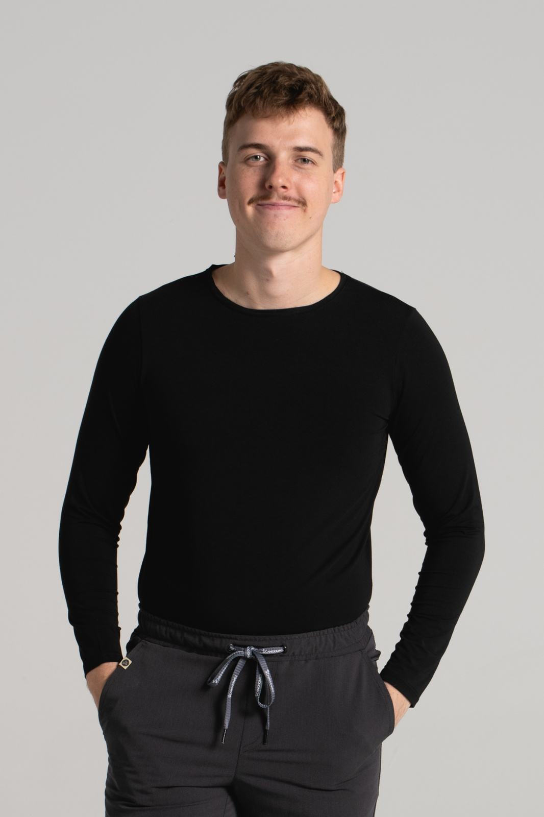 Longsleeve medyczny męski - - Bamboo collection - Classic black
