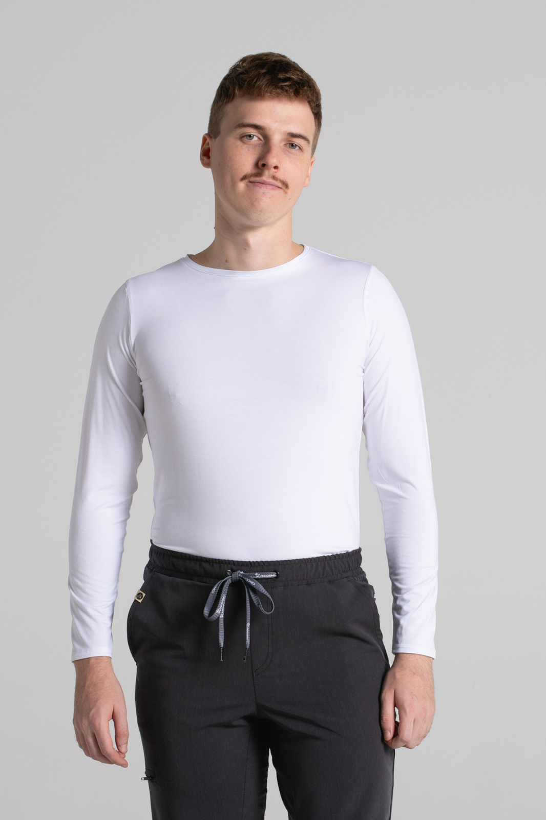 Longsleeve medyczny męski - - Bamboo collection - Comfy white