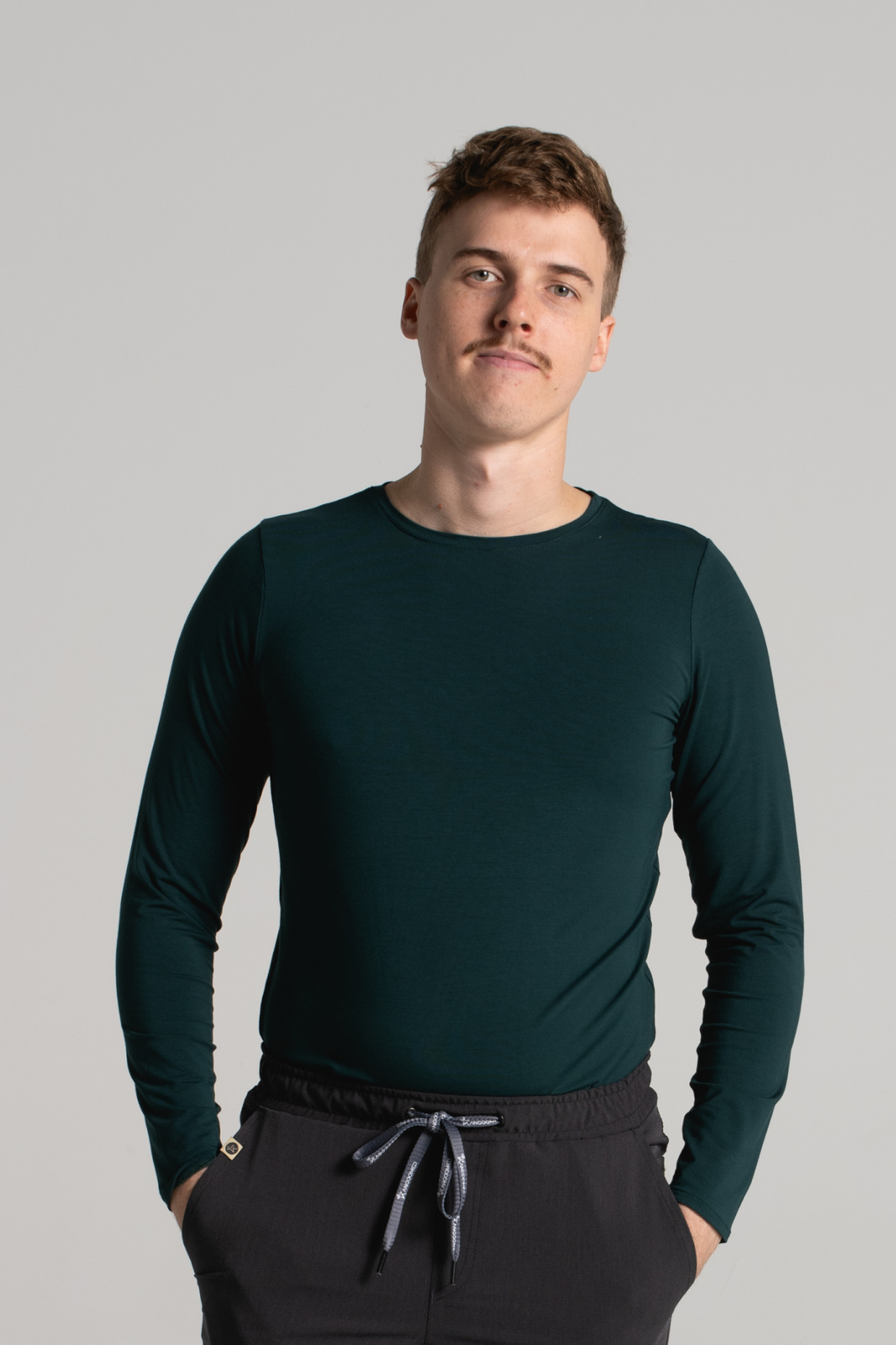 Longsleeve medyczny męski - - Bamboo collection - Deep green