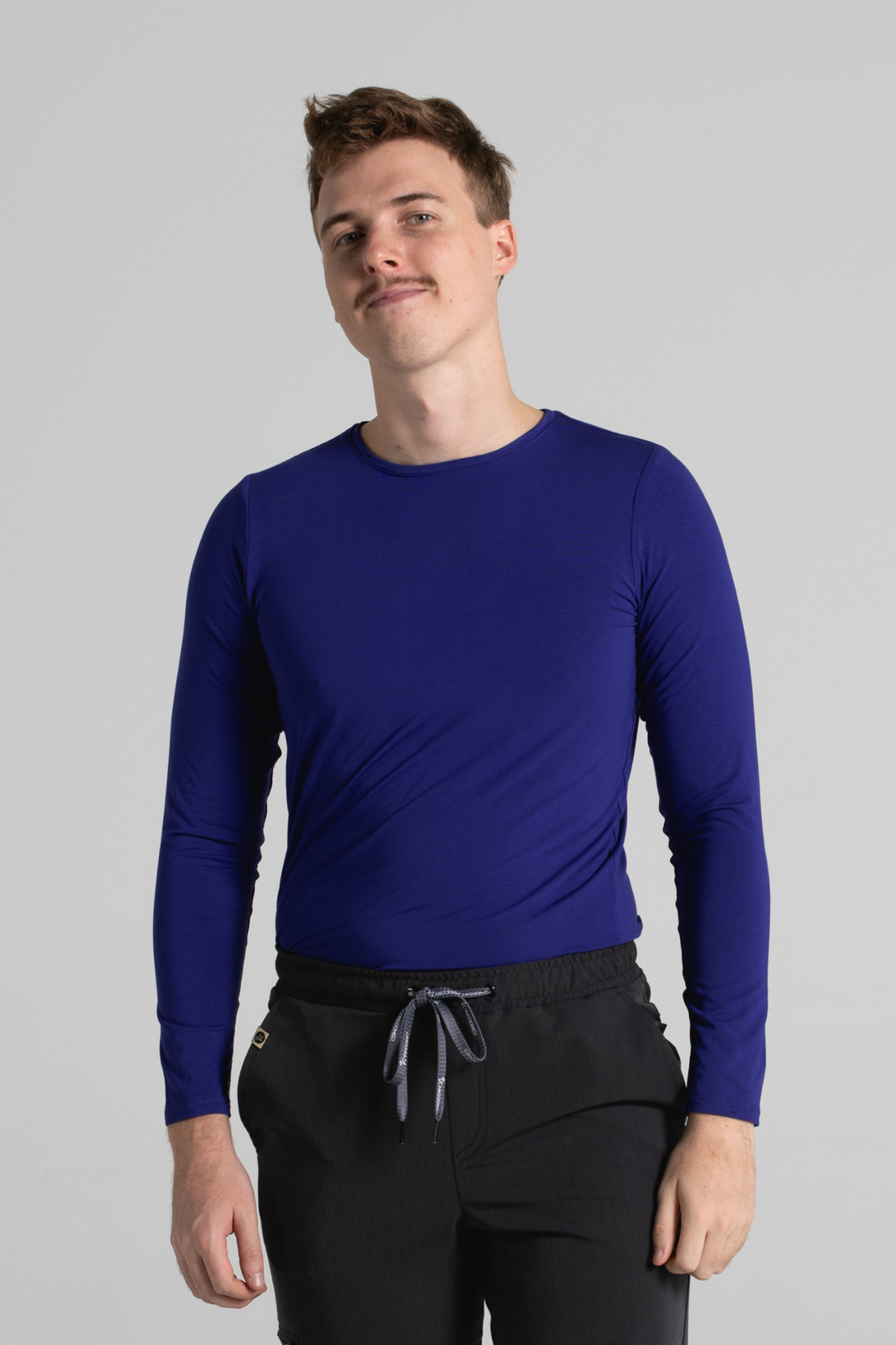 Longsleeve medyczny męski - - Bamboo collection - Rich blue