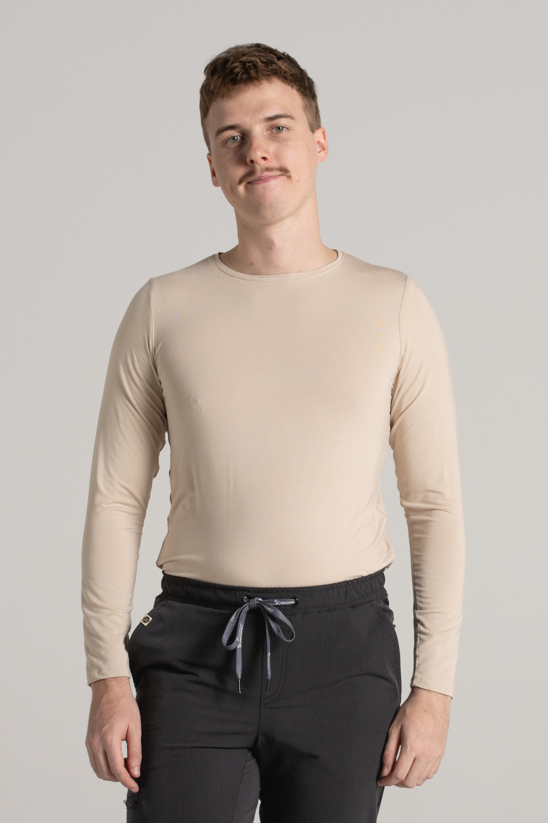 Longsleeve medyczny męski - - Bamboo collection - Soft beige