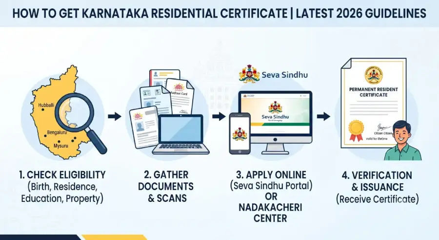 ಕರ್ನಾಟಕದಲ್ಲಿ ಶಾಶ್ವತ ನಿವಾಸಿ ಪ್ರಮಾಣಪತ್ರವನ್ನು ಹೇಗೆ ಪಡೆಯುವುದು: 2026 ರ ಸಂಪೂರ್ಣ ಮಾರ್ಗದರ್ಶಿ