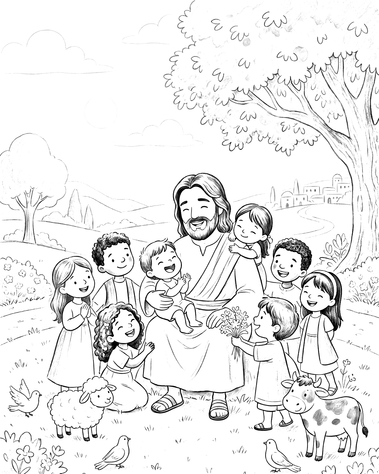 Página para colorir — Jesus Ama Joãozinho