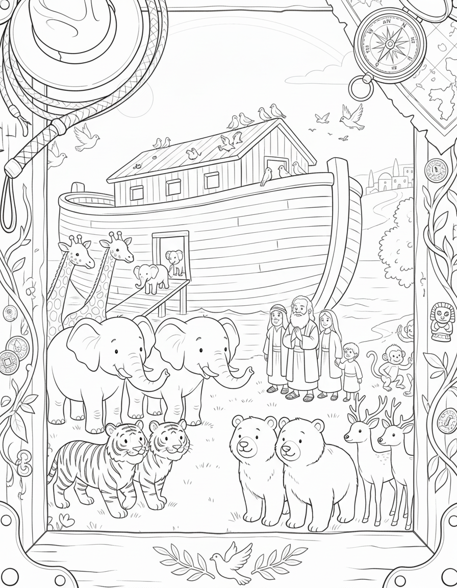 Página para colorir — A Aventura de Joãozinho na Arca de Noé