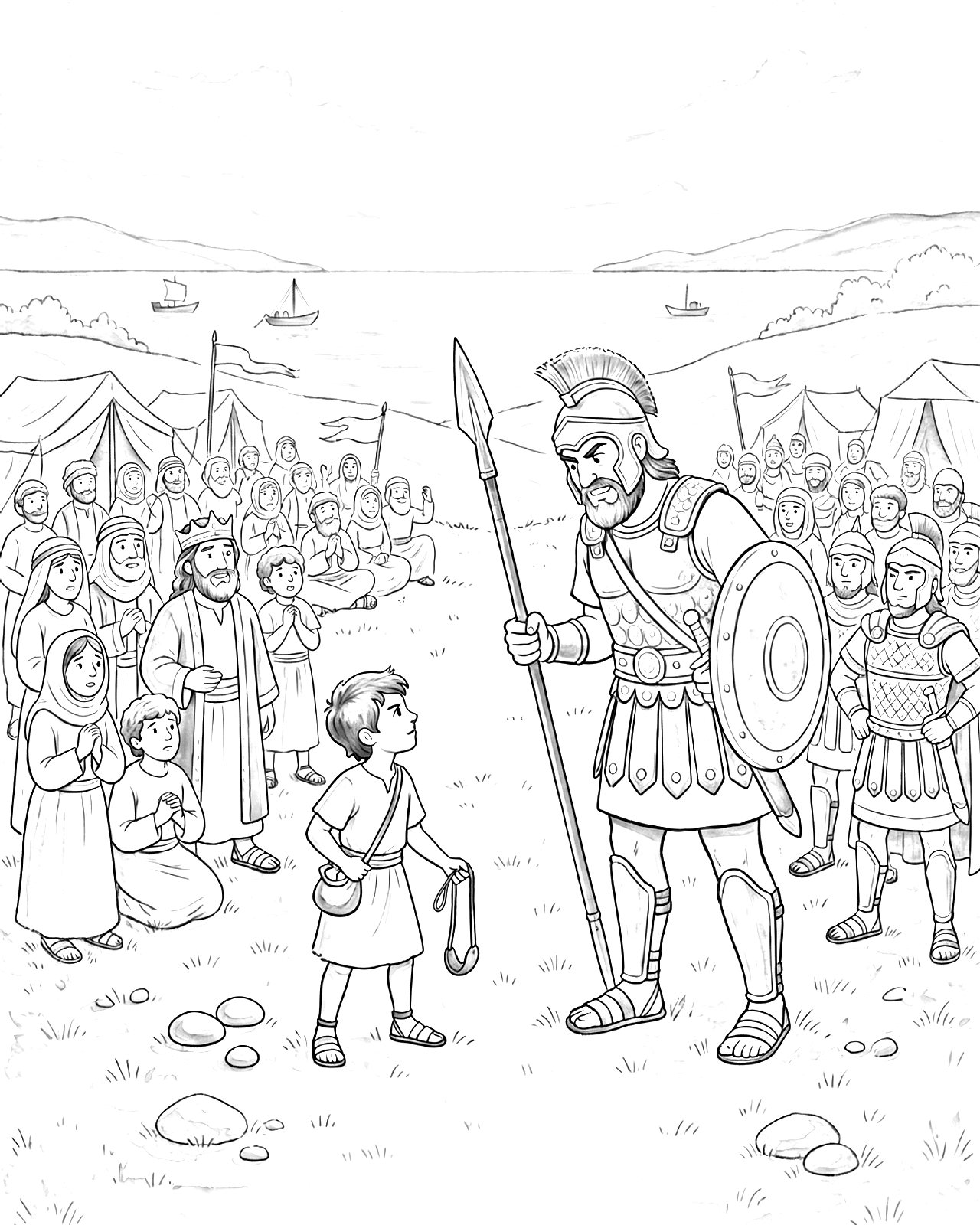Página para colorir — Davi, o Pequeno Gigante