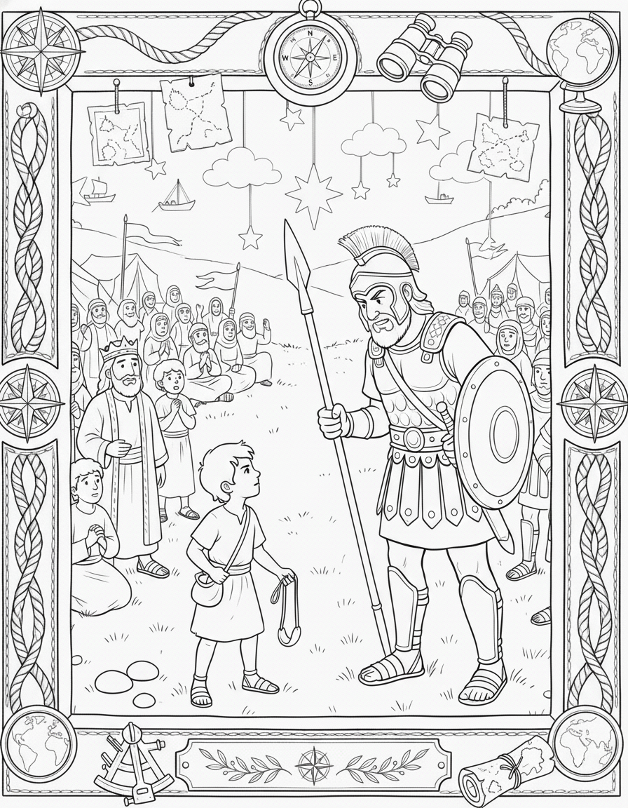 Página para colorir — A Aventura de Joãozinho na guerra contra o gigante