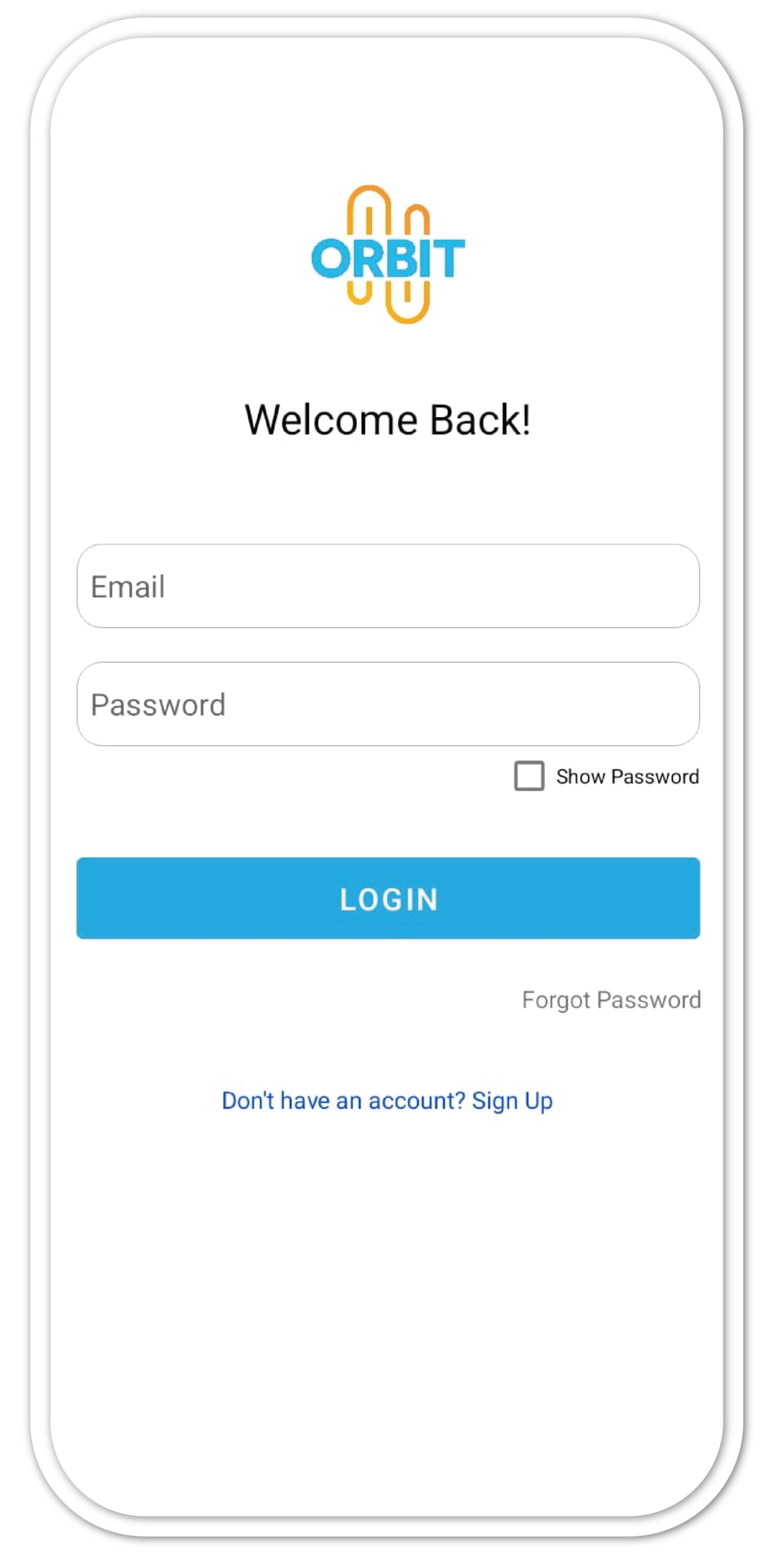 Orbit app interface showing booking features