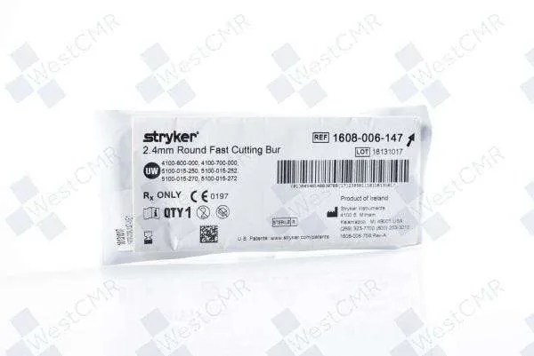 Stryker Cutting Burr, 54.5 mm Length, 2.3 Diameter x 2.3 mm Head Length, Each