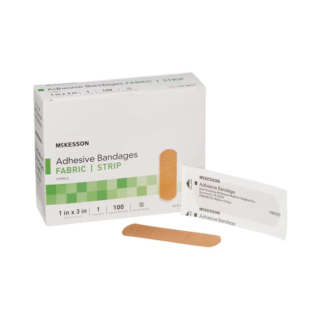 McKesson Brand #16-4811 ADHESIVE FABRIC-BANDAGE- STRIPS 1X3 (100/BX)