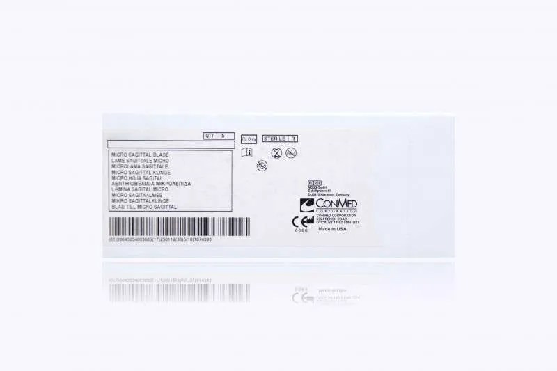 ConMed Sagittal Saw Blade, 18.5 L x 10 mm W, 0.6 mm Cut Thickness, Box of 5