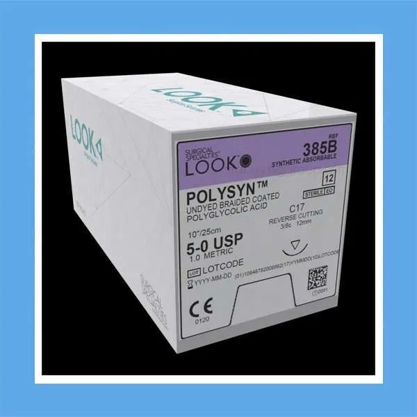 LOOK Polyglycolic Acid Suture, 2-0, 27 in, C7 3/8 Circle Cuticular Reverse Cutting