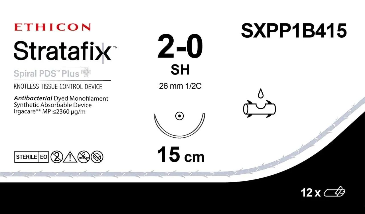 Ethicon STRATAFIX Spiral PDS Plus Knotless Tissue Control Device, 26 mm, 1/2C Taper, Box of 12