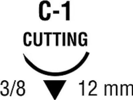 Covidien Monosof Nylon Nonabsorbable Suture with Needle, C-1 3/8 Circle Taper Cutting Needle, Size 6-0, Monofilament, Box of 36