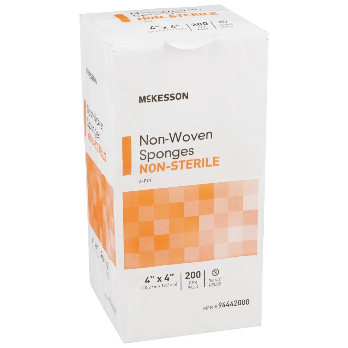 McKesson #94442000 Nonwoven Gauze Sponge/ Pad Polyester / Rayon 4-Ply 4 X 4 Inch Square NonSterile 200/PK