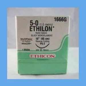 Ethicon Ethilon Suture, 4/0, 18", PS-2
