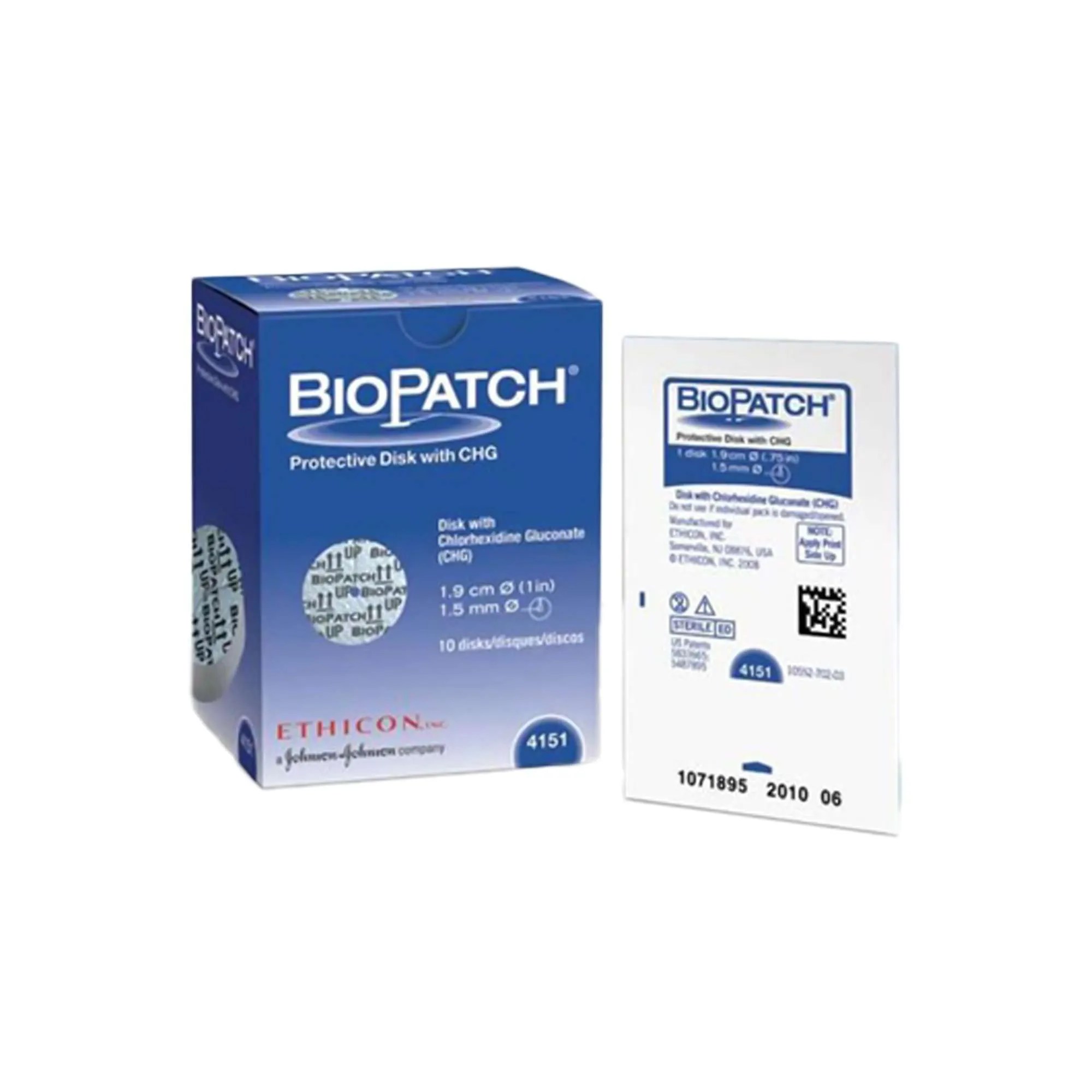 Biopatch Protective Disk with CHG, 1.9 cm, 1.5 mm, 4 x 10, Each
