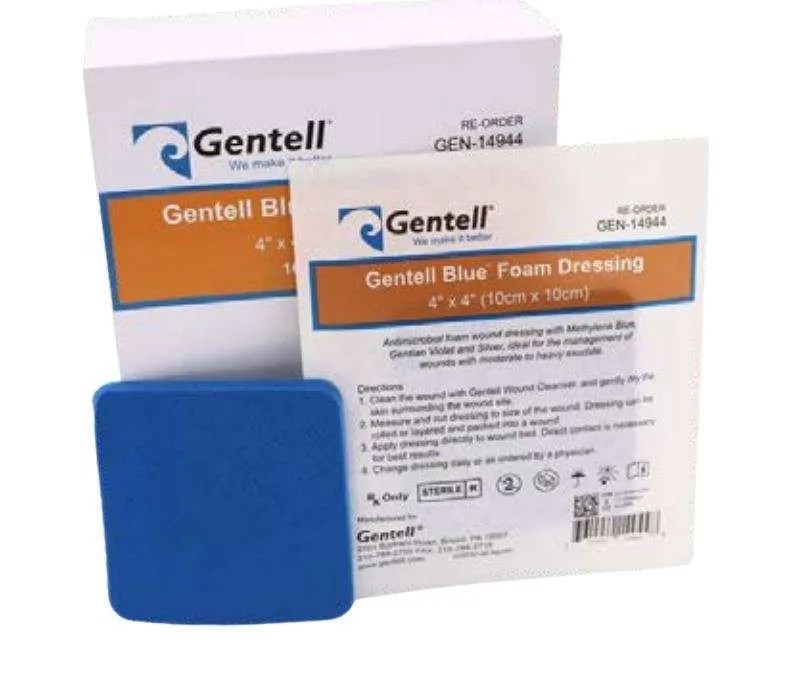 Gentell Blue™ Foam Dressings Box of 10 (Compare to Hydrofera Blue)