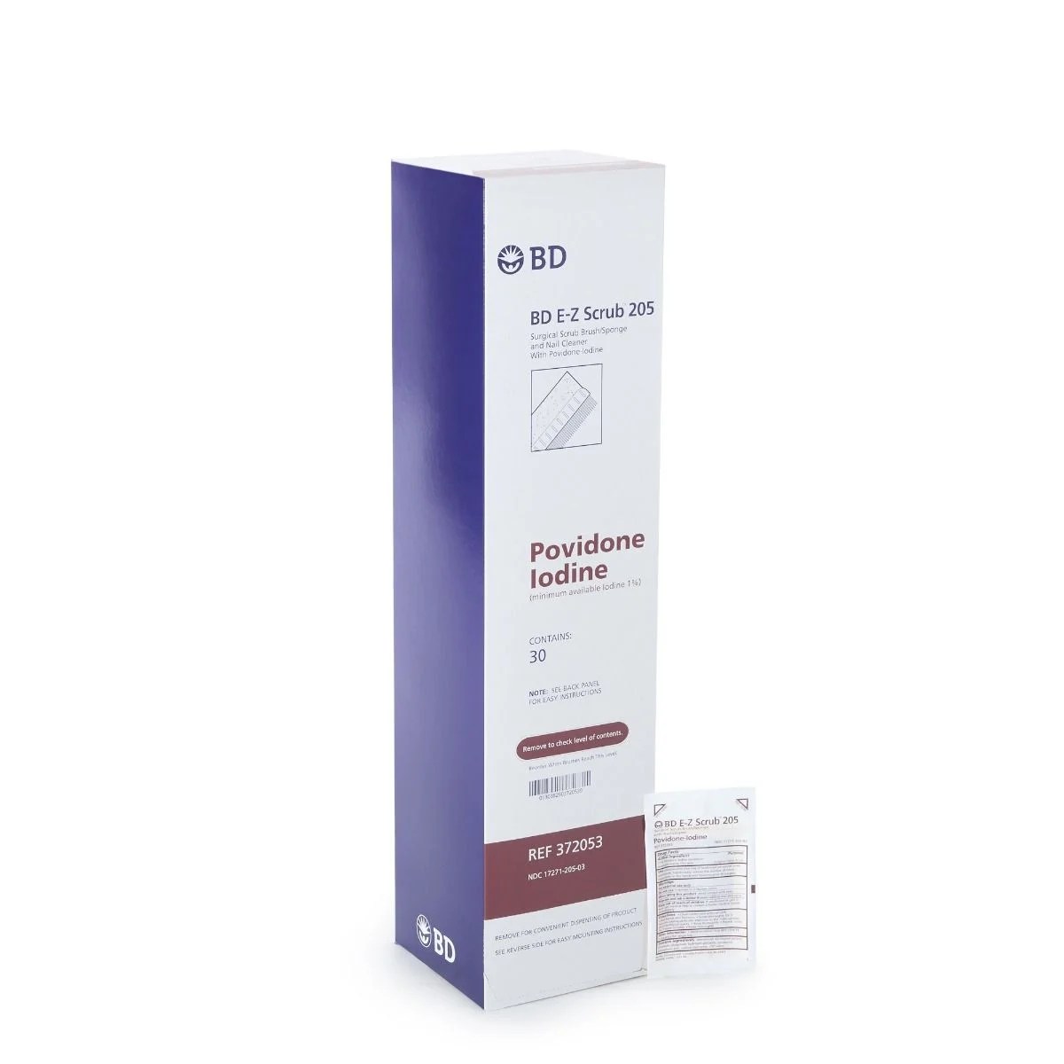 BD E-Z Scrub Surgical Scrub Brush with Povidone Iodine, 30/Box