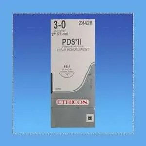 Ethicon PDS II Suture, Undyed, 3-0, 27 in, FS-1 Needle