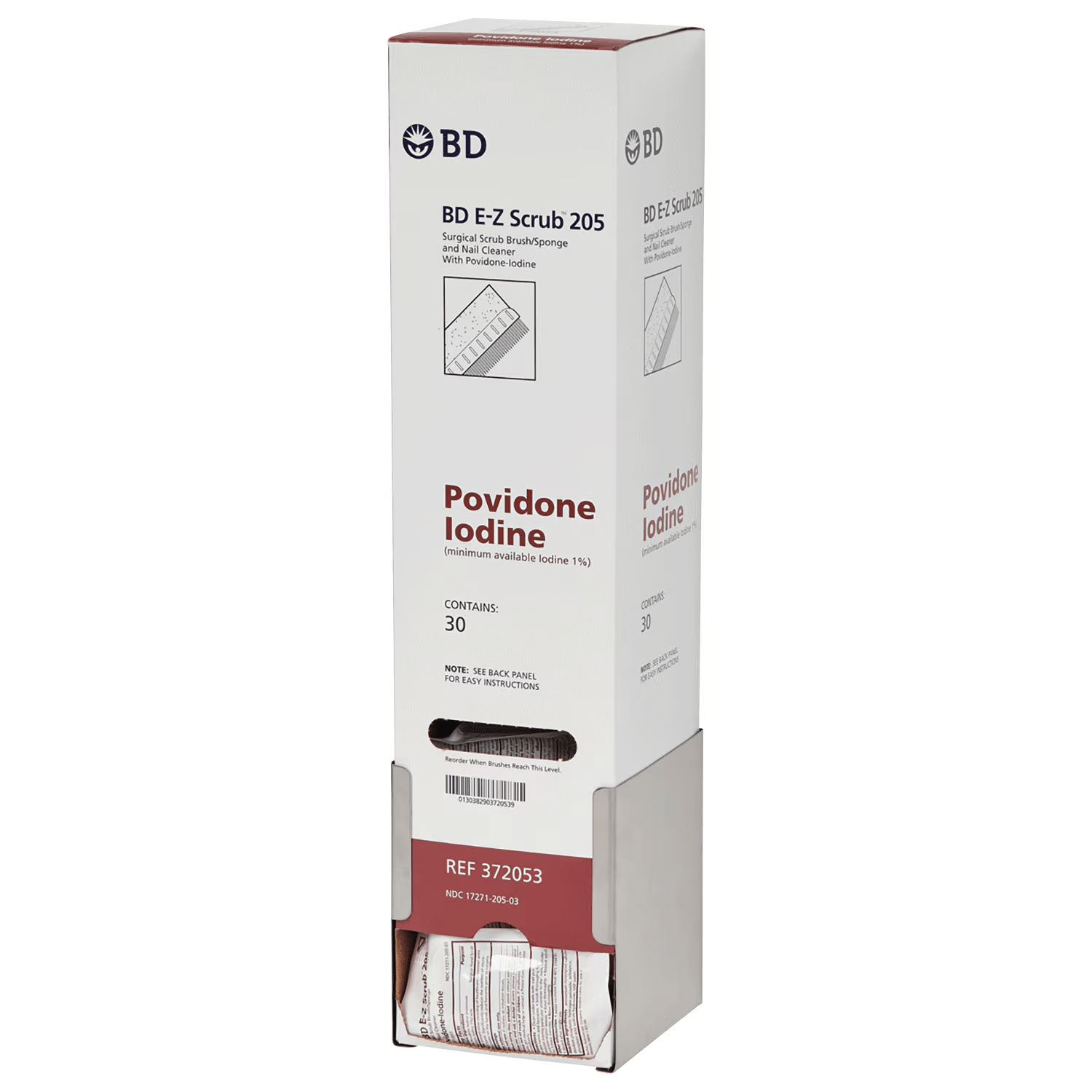 BD E-Z Scrub Brushes with Povidone Iodine Solution, Box of 30