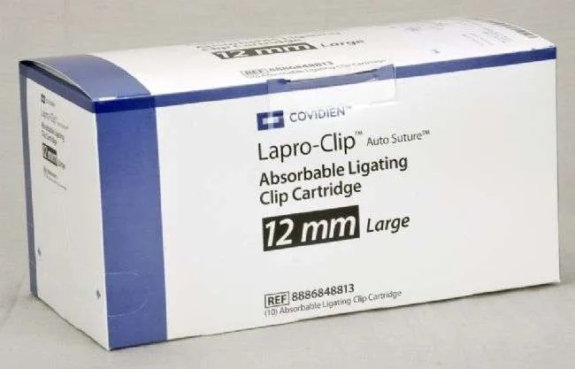 Covidien Ligating Clip Loading Unit, 12 mm, Sterile, Single-Use, Disposable, Latex-Free, with 2 Absorbable Large Clips, Box of 10