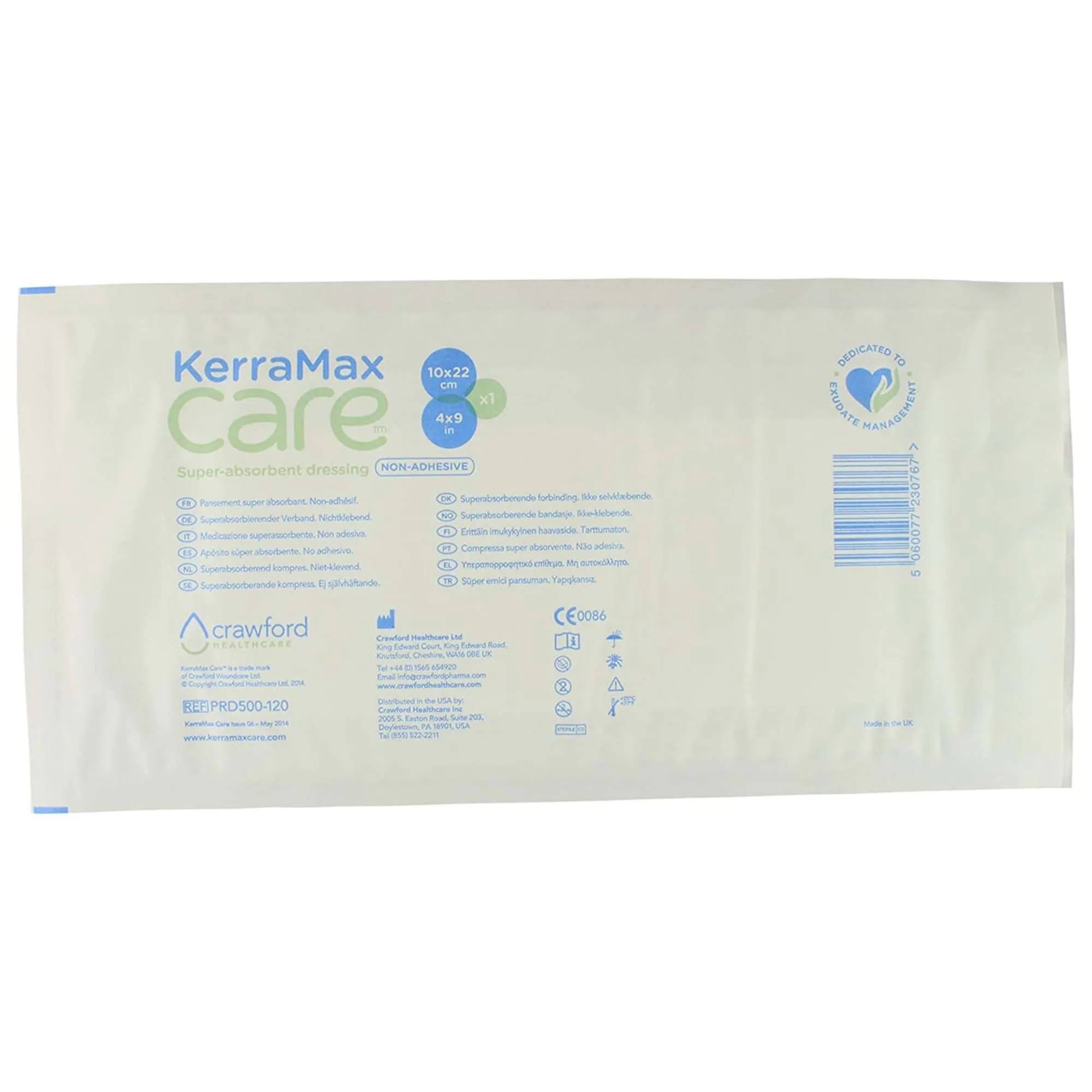 McKesson 3M KerraMax Care Super Absorbent Dressing, 4 x 9 in, Rectangle, Sterile, Box of 10