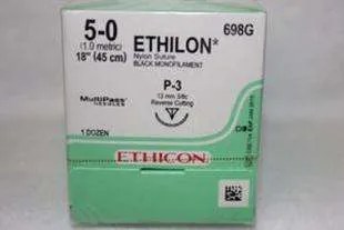 Ethicon Ethilon Nylon Suture, 5-0, 18 in, P-3