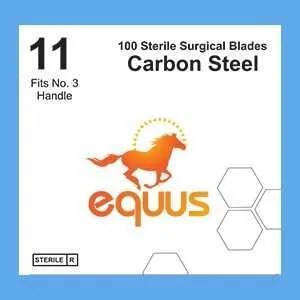 Equus Carbon Steel Sterile Surgical Blades, #11, 100/Box