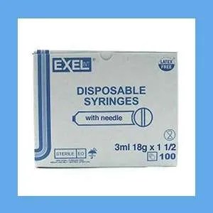 Exel Syringe with Needle Combo, 3 mL, 18G x 1-1/2 in