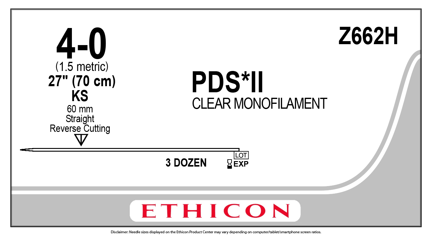 Ethicon PDS II Monofilament Suture, 4-0, Box of 36