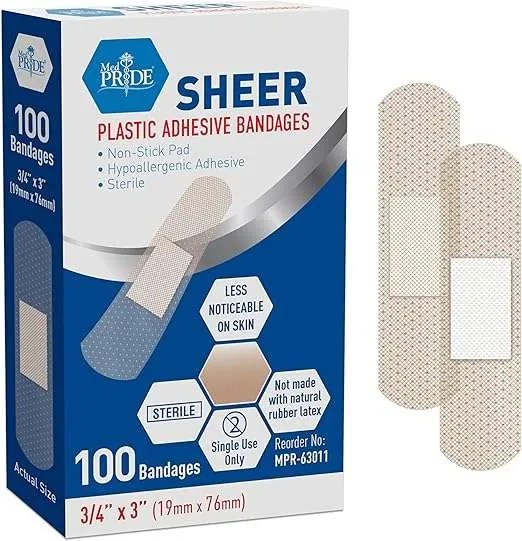 MedPride Sheer Strip Adhesive Bandages, Sterile