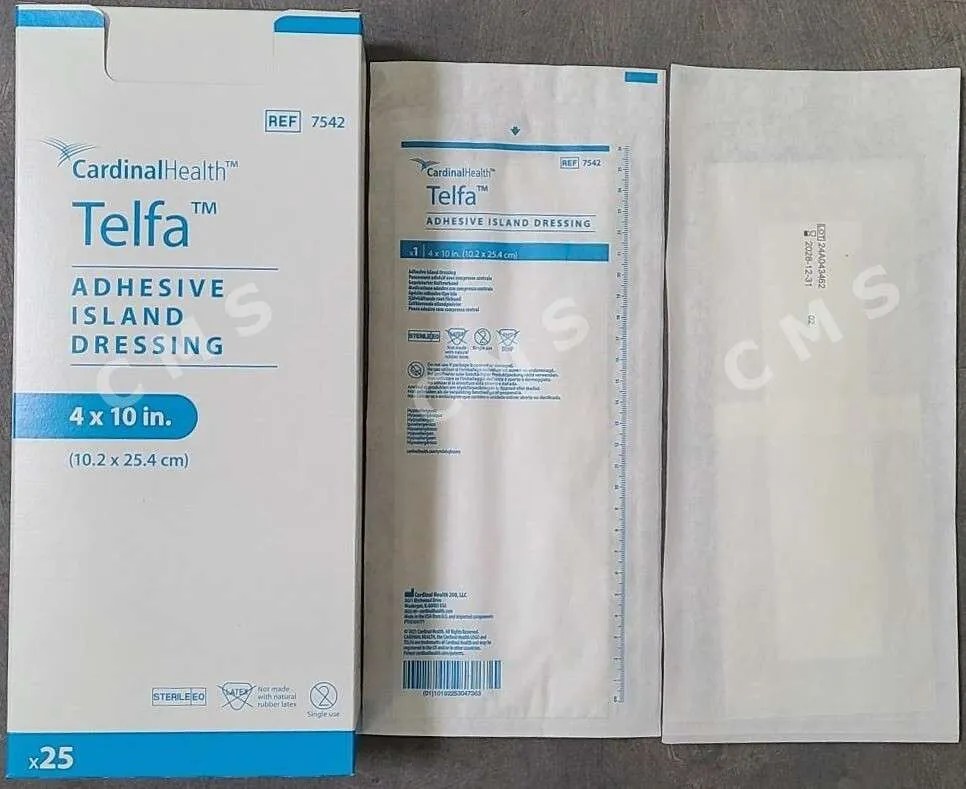 Telfa #7542 Pads, 4"x10" Adhesive Island Dressing 25/box