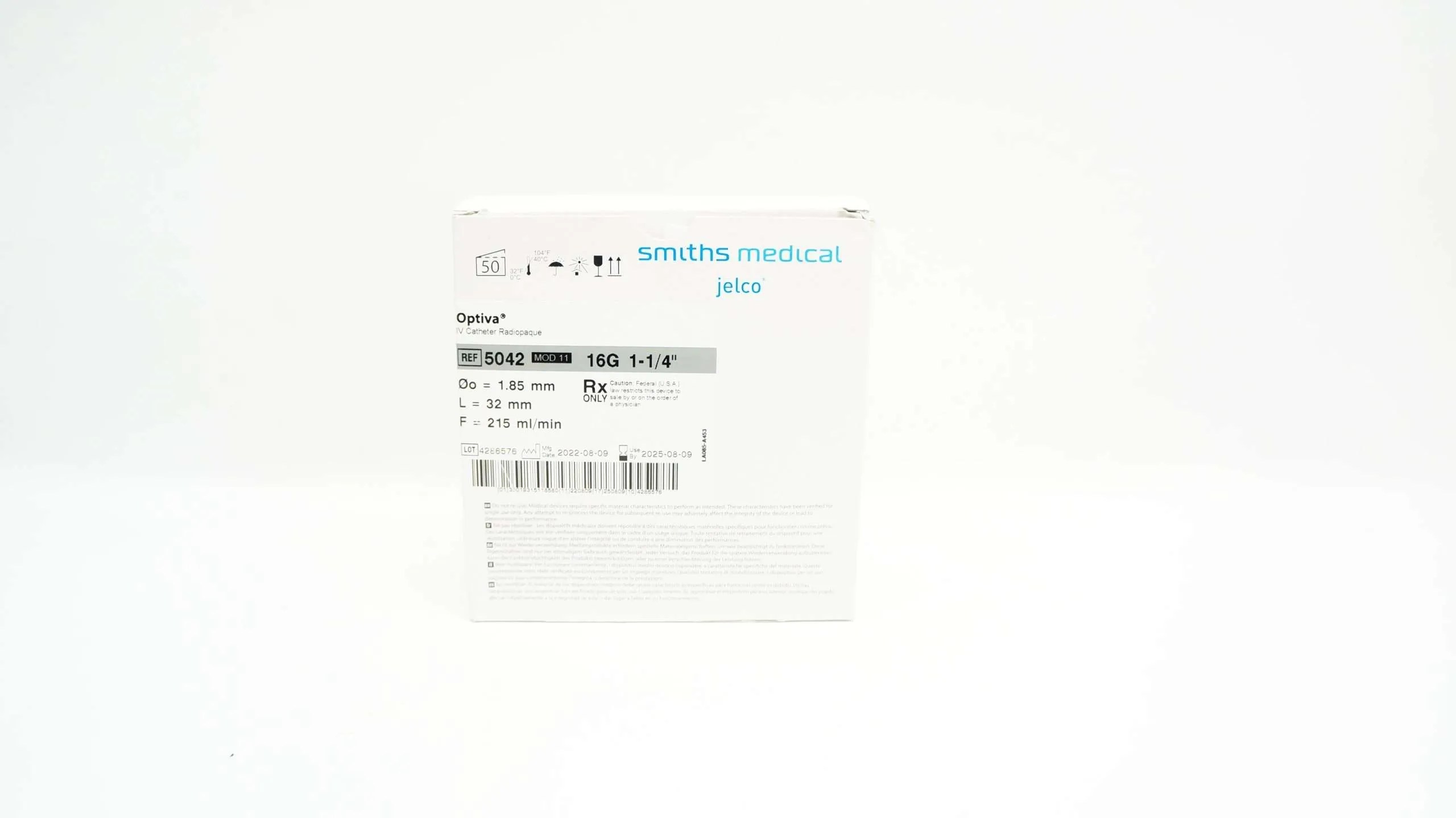 Smiths Medical Optiva IV Catheter, Radiopaque, 16 Ga, 1-1/4 in, Box of 50