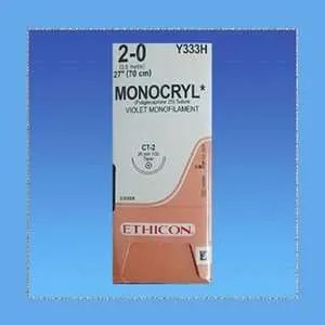 Ethicon Monocryl Suture, Violet, 2-0, 27 in, CT-2 Needle