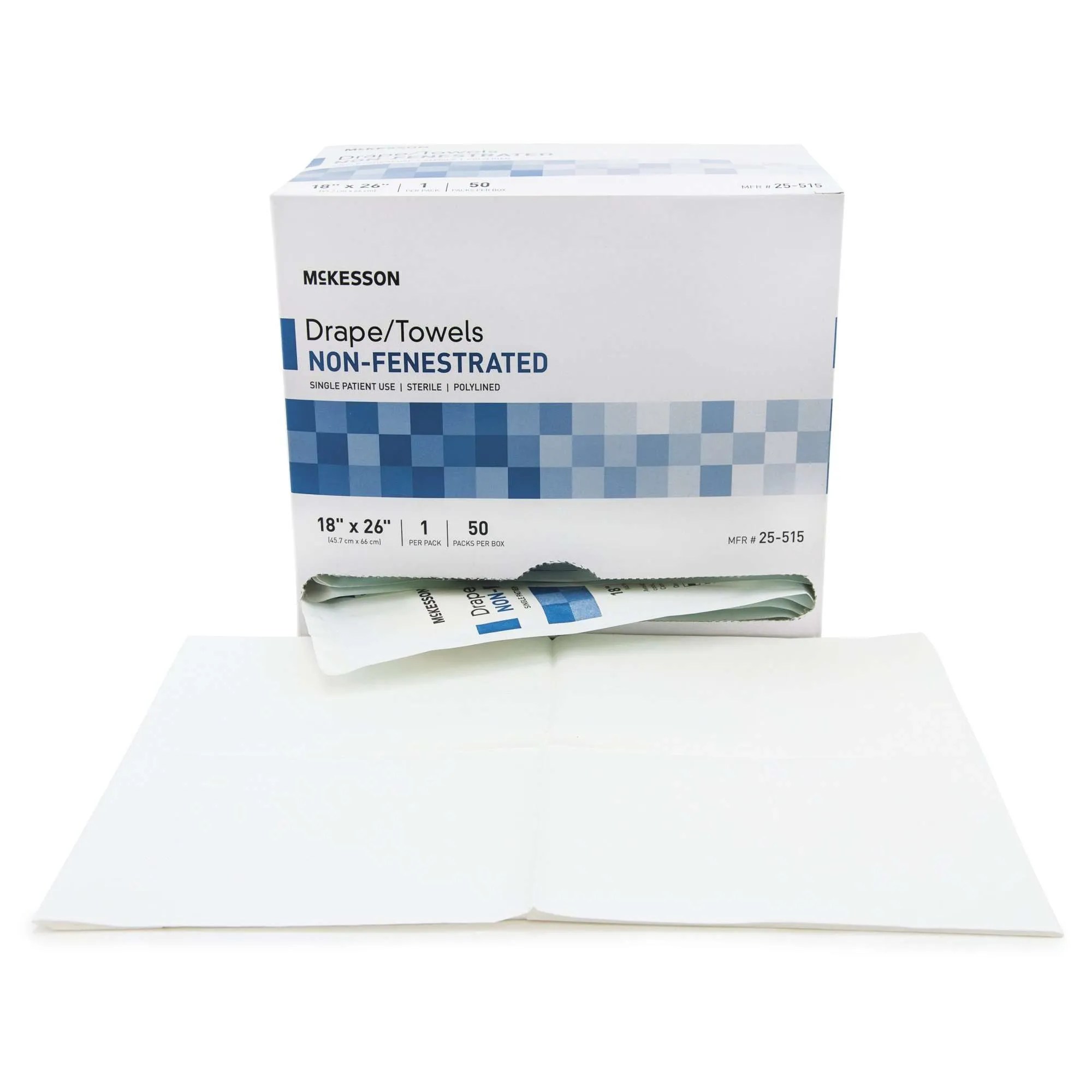 McKesson Poly-Lined Towel Drape, 18 x 26 in, Nonfenestrated, Sterile