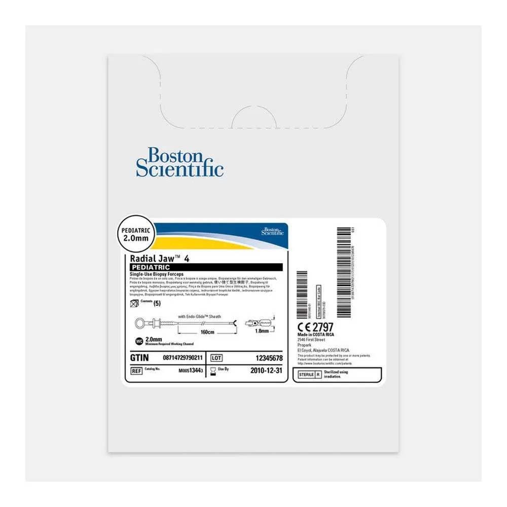 Boston Scientific Radial Jaw 4 Biopsy Forceps, Specimen Retrieval, 1.8 mm, 160 cm, Pediatric Oval Cup, Stainless Steel, Sterile, Single-Use, 2 mm Channel, Box of 5
