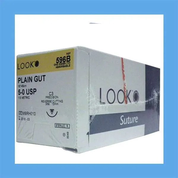 LOOK Plain Gut Suture, 5-0, C-6 Needle, 27 in