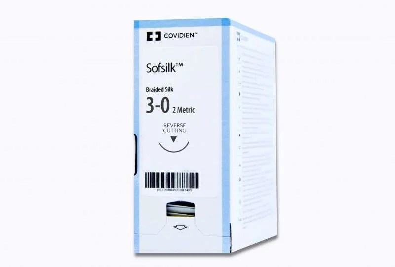 Covidien Wax Coated Braided Silk Suture, Size 3-0, 18 in, P-14, Box of 36