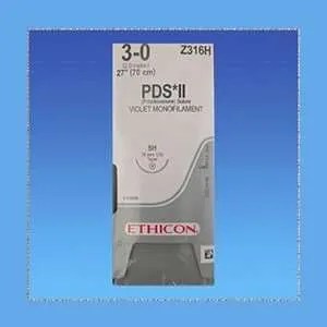 Ethicon PDS Il Suture Z316H, Violet, 3-0, 27", SH
