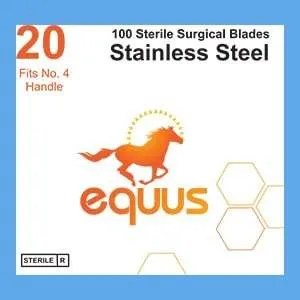 Equus Sterile Surgical Blades, #20, 100/Box