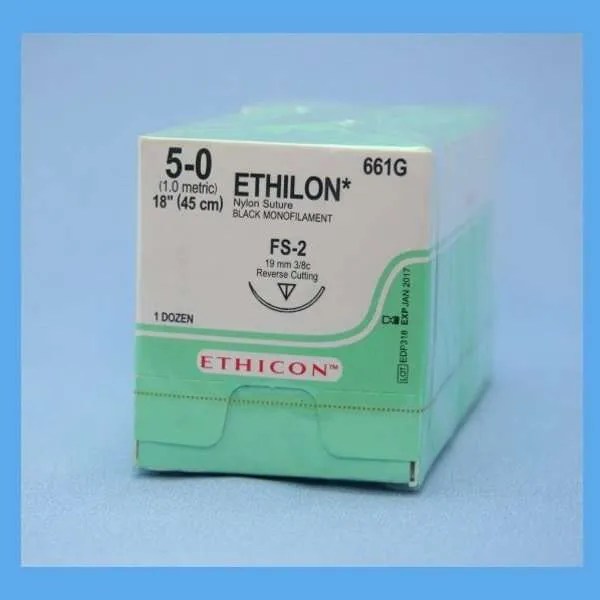 Ethicon Ethilon Suture, 5/0, 18", FS-2