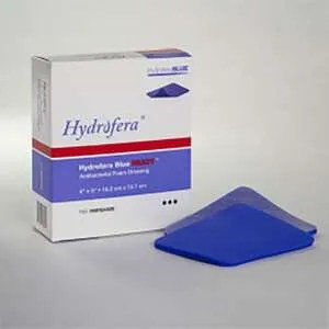 BSN Medical #HBRS4520-Hydrofera BLUE READY Antibacterial Foam Dressing 4 X 5 Inch Without Border Waterproof Film Backing Nonadhesive Sterile-Each