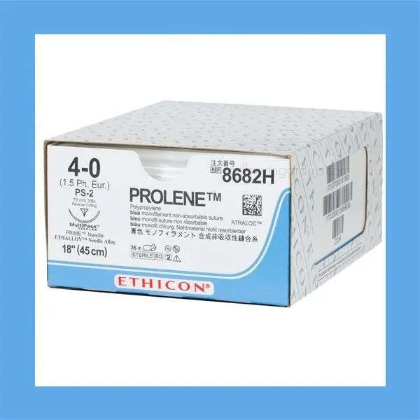 Polypropylene Suture, 4-0, PS-2, Monofilament, 36/Box