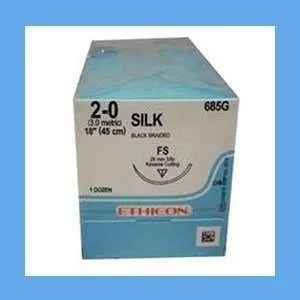 Ethicon Silk Suture, 2-0, 18 in, FS