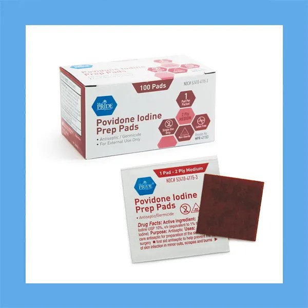 Med-Pride Povidone-Iodine Prep Pads, 100/Box