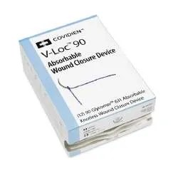 Covidien V-Loc 90 Absorbable Suture with Needle, Polyester, P-12, 3/8 Circle Precision Reverse Cutting, Size 2-0, Barbed Monofilament, Box of 12