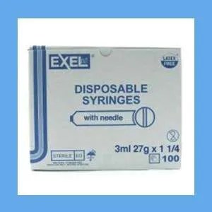 Exel Syringe with Needle Combo, 3 mL, 27G x 1-1/4 in