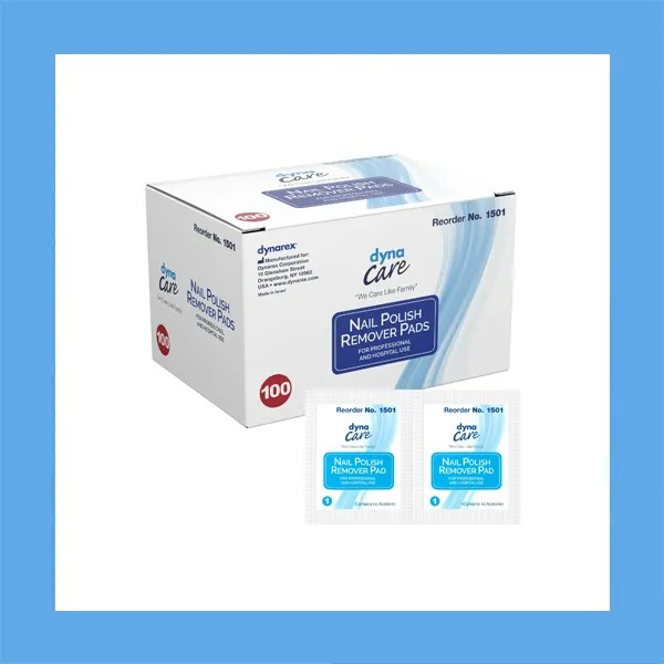 Dynarex DynaCare Nail Polish Remover Pads, 1.97 x 2.48 in
