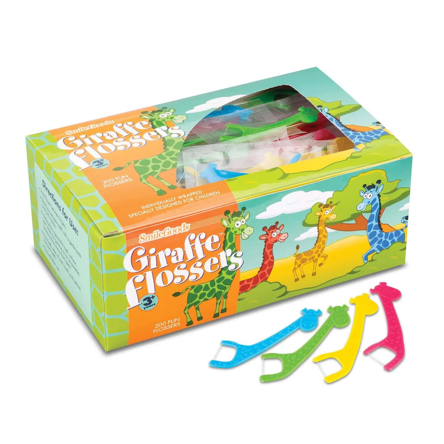 Smilegoods (SG200) | Giraffe Flossers | Individually Wrapped | 200 Flossers/Box