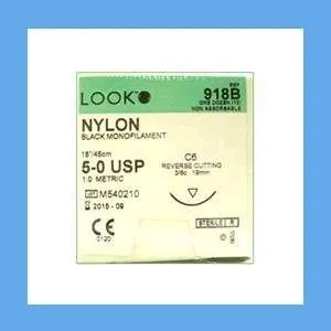 LOOK Nylon Suture, 5/0, 18", C-6